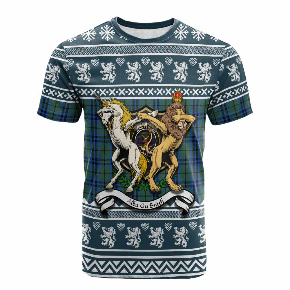 ScotsTee Shop Keith Clan Tartan Crest Christmas Cotton T-shirt Coat of Arms Funny Style