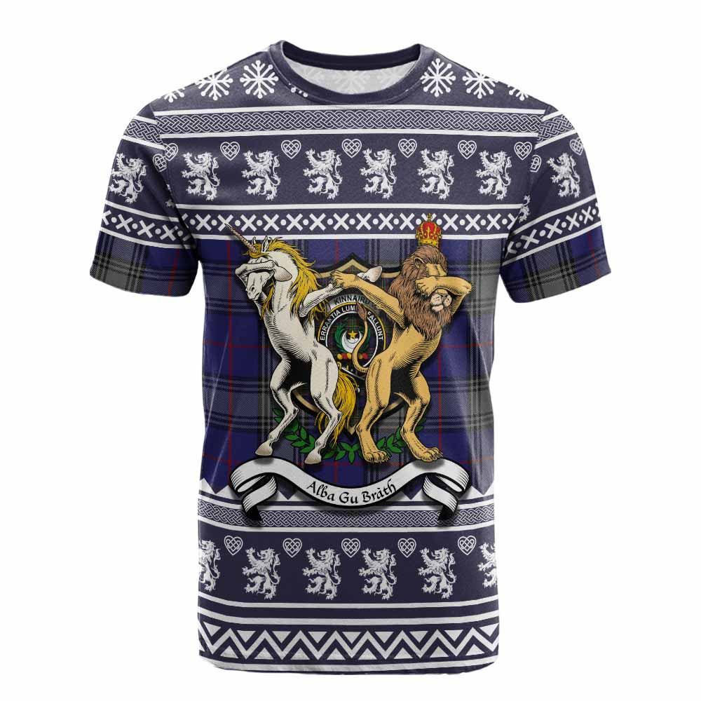 ScotsTee Shop Kinnaird Clan Tartan Crest Christmas Cotton T-shirt Coat of Arms Funny Style