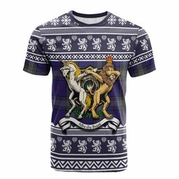 ScotsTee Shop Kinnaird Clan Tartan Crest Christmas Cotton T-shirt Coat of Arms Funny Style