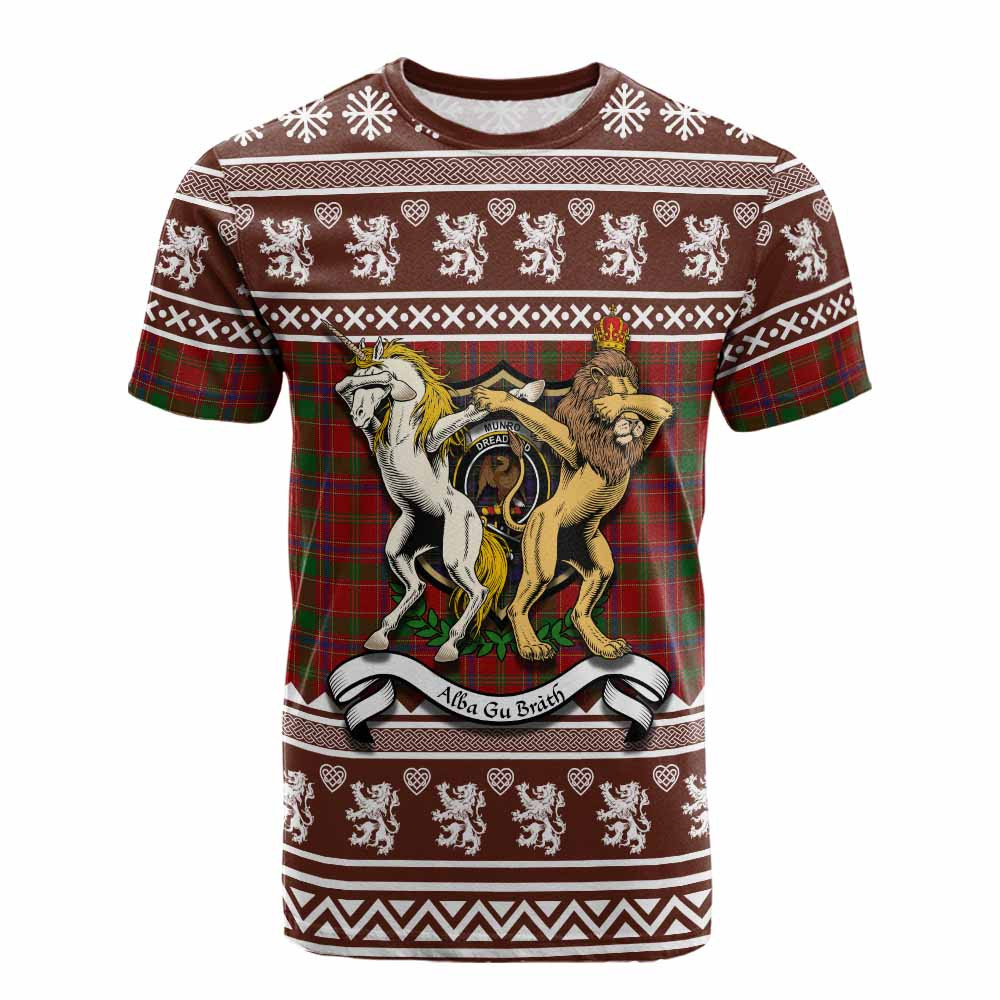 ScotsTee Shop Munro (Monroe) Clan Tartan Crest Christmas Cotton T-shirt Coat of Arms Funny Style