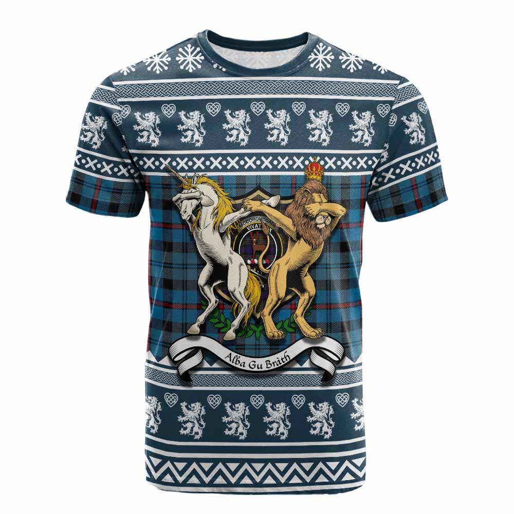 ScotsTee Shop MacCorquodale (McCorquodale) Clan Tartan Crest Christmas Cotton T-shirt Coat of Arms Funny Style