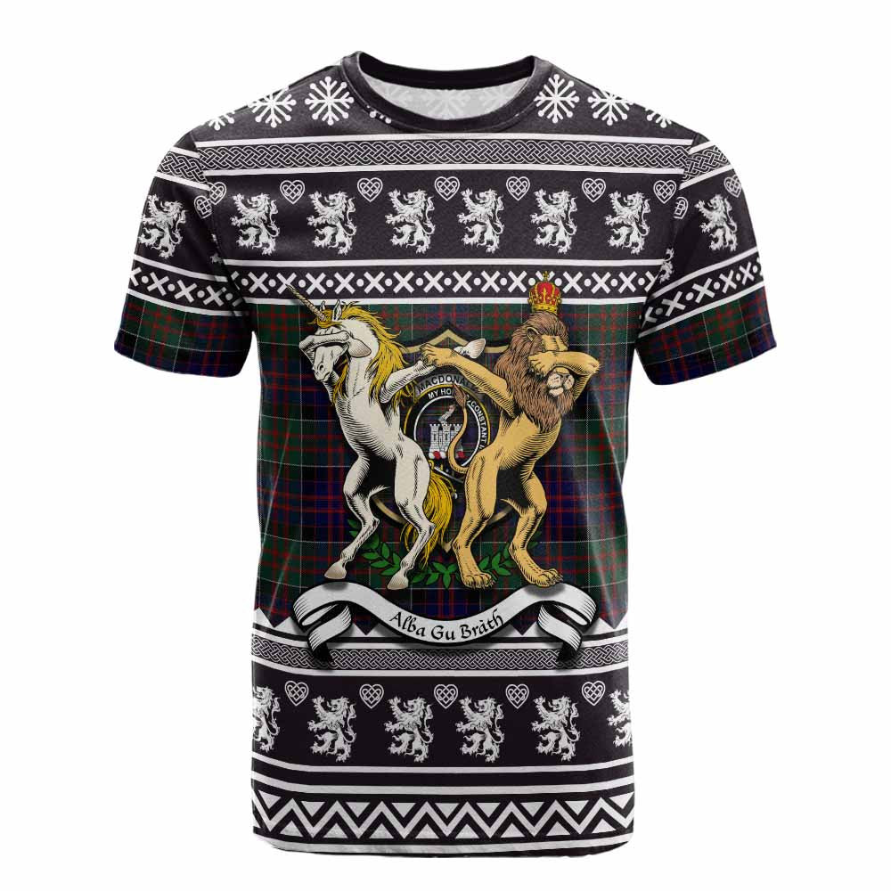 ScotsTee Shop MacDonald (McDonald) of Clanranald Clan Tartan Crest Christmas Cotton T-shirt Coat of Arms Funny Style