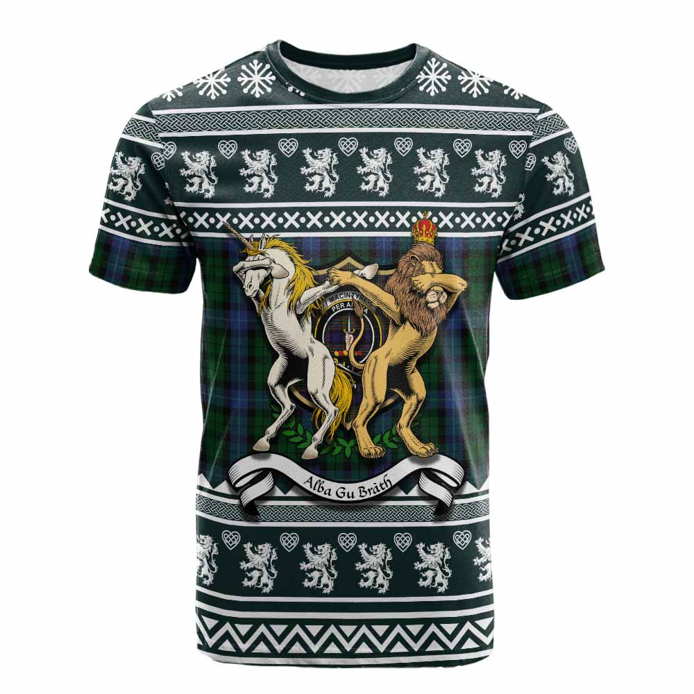 ScotsTee Shop MacIntyre (McIntyre) Clan Tartan Crest Christmas Cotton T-shirt Coat of Arms Funny Style