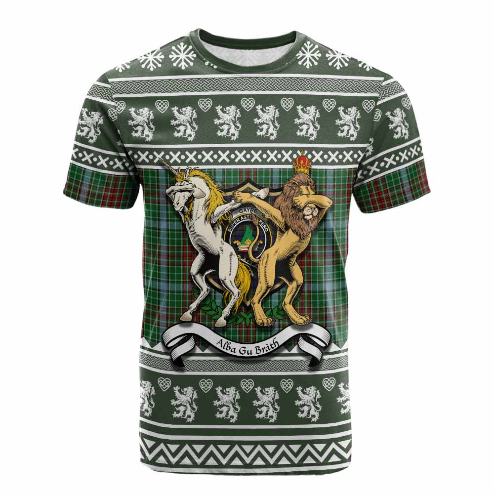 ScotsTee Shop Gayre Clan Tartan Crest Christmas Cotton T-shirt Coat of Arms Funny Style