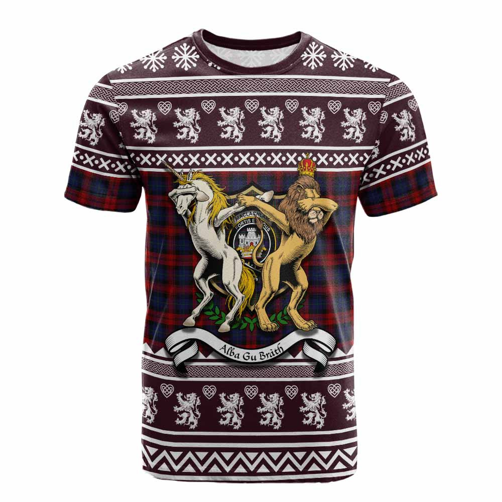 ScotsTee Shop MacLachlan (McLachlan) Clan Tartan Crest Christmas Cotton T-shirt Coat of Arms Funny Style