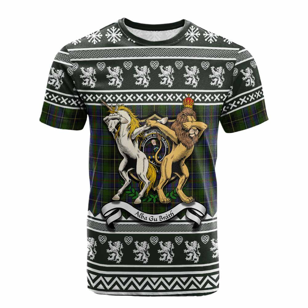 ScotsTee Shop MacInnes (McInnes) Clan Tartan Crest Christmas Cotton T-shirt Coat of Arms Funny Style