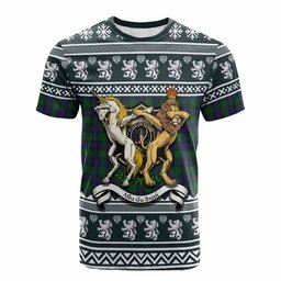 ScotsTee Shop Shaw Clan Tartan Crest Christmas Cotton T-shirt Coat of Arms Funny Style