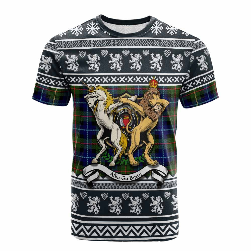 ScotsTee Shop Smith Clan Tartan Crest Christmas Cotton T-shirt Coat of Arms Funny Style