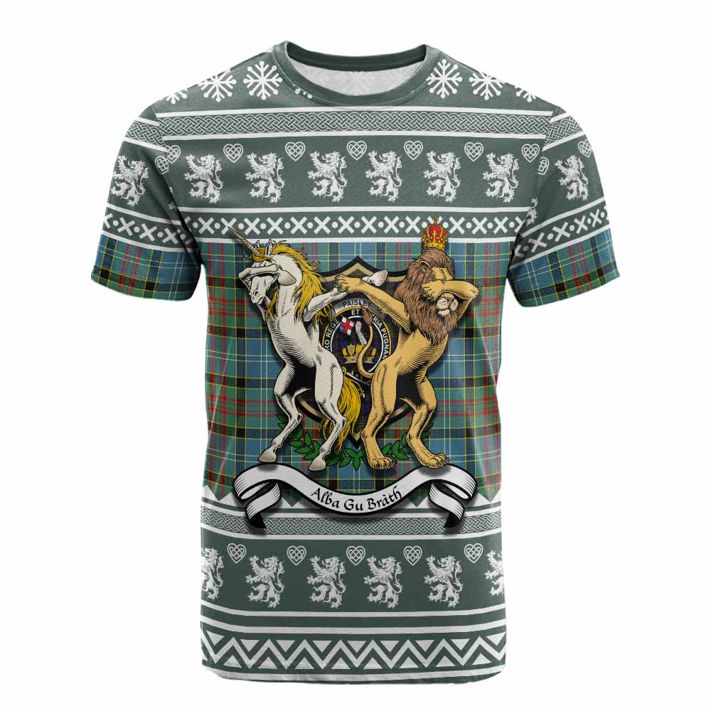 ScotsTee Shop Paisley Clan Tartan Crest Christmas Cotton T-shirt Coat of Arms Funny Style