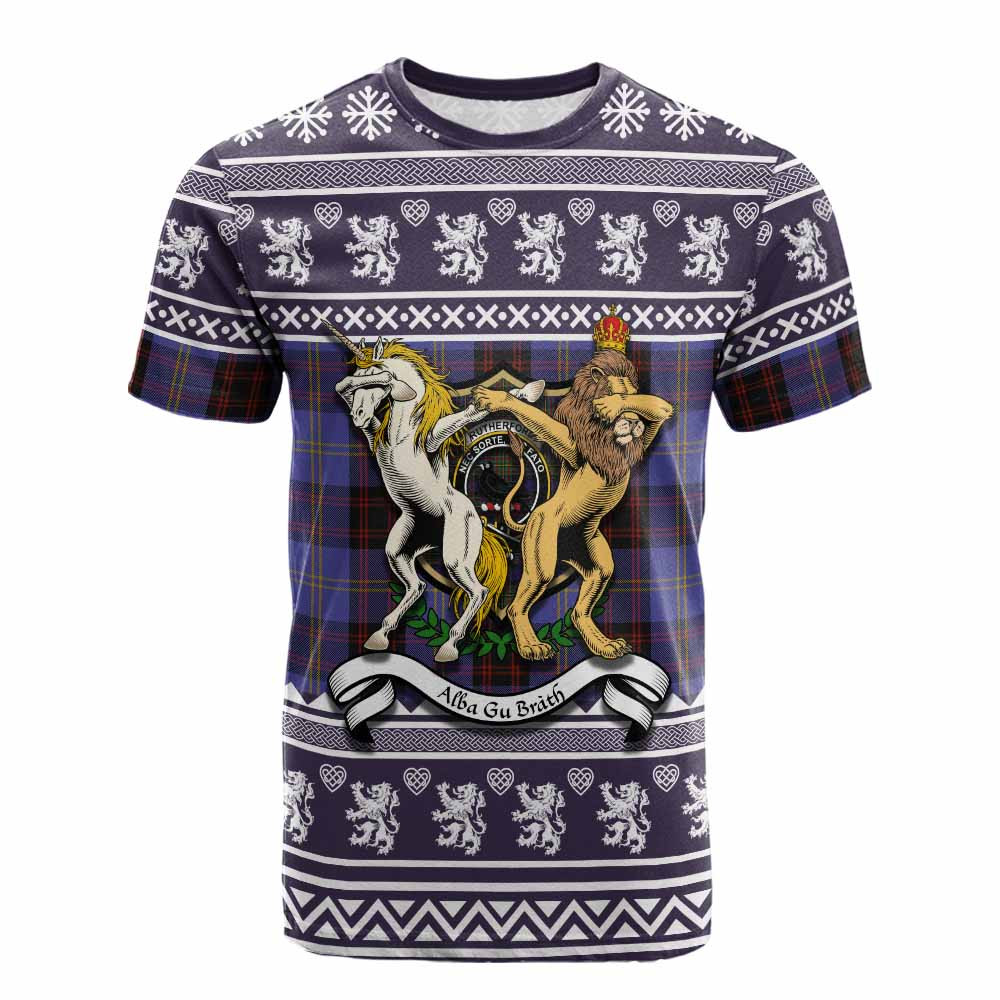 ScotsTee Shop Rutherford Clan Tartan Crest Christmas Cotton T-shirt Coat of Arms Funny Style