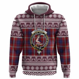 ScotsTee Shop Scottish Ainslie Clan Tartan Christmas Ugly Hoodie Family Crest