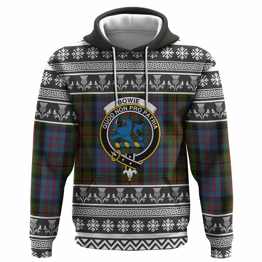 ScotsTee Shop Scottish Bowie Clan Tartan Christmas Ugly Hoodie Family Crest