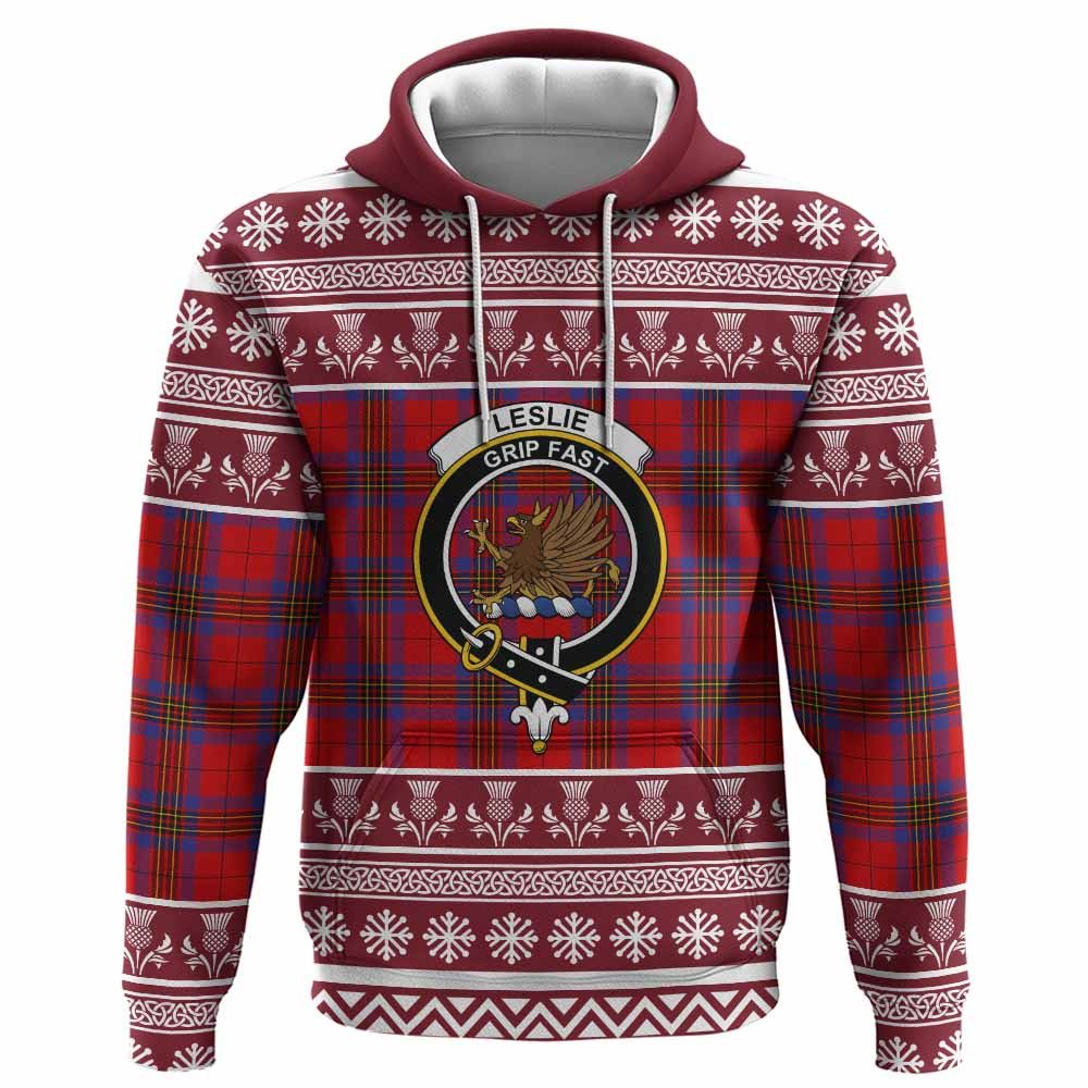 ScotsTee Shop Scottish Leslie Clan Tartan Christmas Ugly Hoodie Family Crest