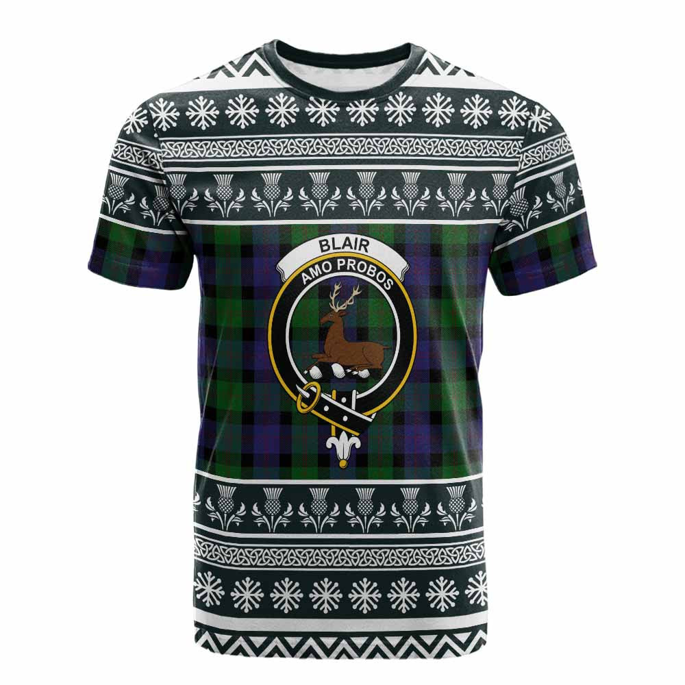 ScotsTee Shop Scottish Blair Clan Tartan Christmas Ugly T-shirt Family Crest