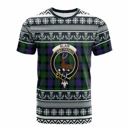 ScotsTee Shop Scottish Blair Clan Tartan Christmas Ugly T-shirt Family Crest