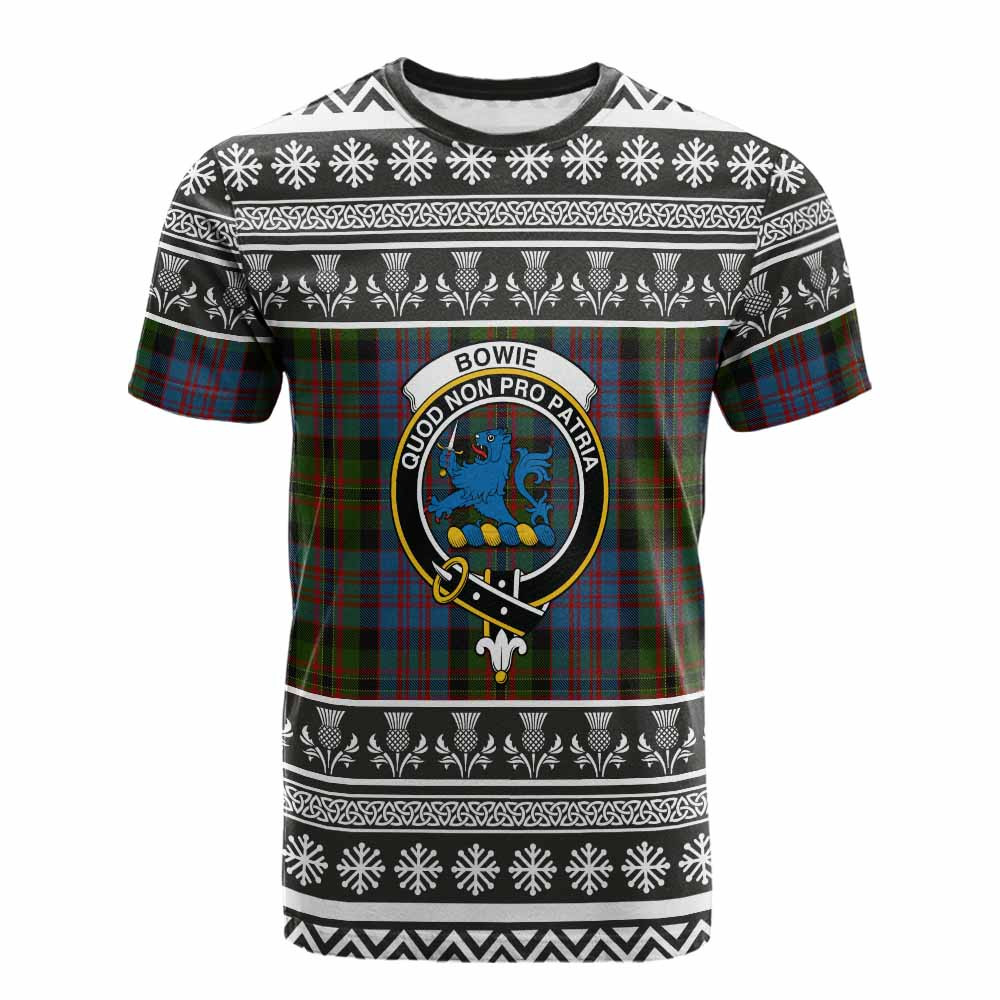 ScotsTee Shop Scottish Bowie Clan Tartan Christmas Ugly T-shirt Family Crest
