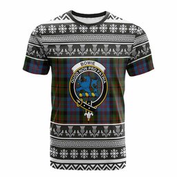 ScotsTee Shop Scottish Bowie Clan Tartan Christmas Ugly T-shirt Family Crest