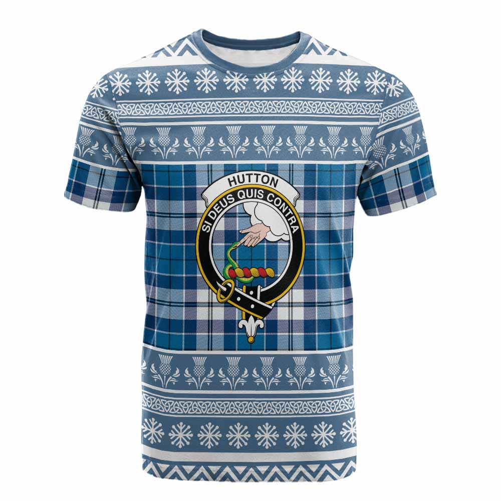 ScotsTee Shop Scottish Hutton Clan Tartan Christmas Ugly T-shirt Family Crest