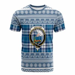 ScotsTee Shop Scottish Hutton Clan Tartan Christmas Ugly T-shirt Family Crest