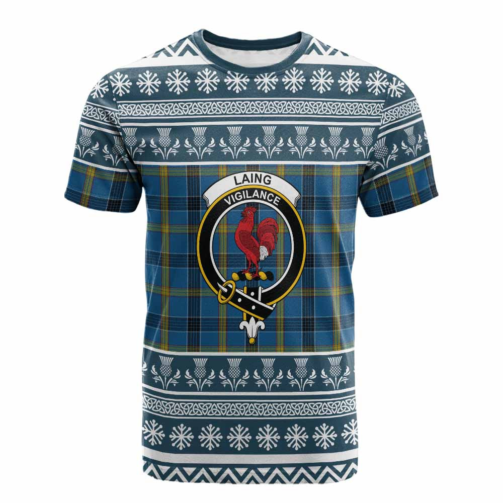 ScotsTee Shop Scottish Laing Clan Tartan Christmas Ugly T-shirt Family Crest