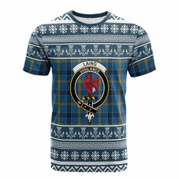 ScotsTee Shop Scottish Laing Clan Tartan Christmas Ugly T-shirt Family Crest