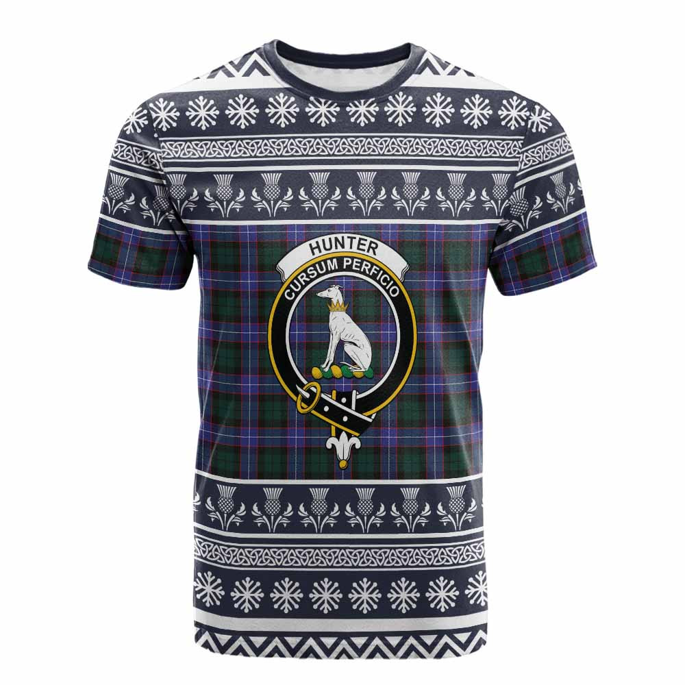 ScotsTee Shop Scottish Hunter (Hunterston) Clan Tartan Christmas Ugly T-shirt Family Crest