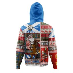 ScotsTee Shop Scottish Balfour Ancient Clan Crest Tartan Hoodie Santa Tattoo Christmas Comic Patchwork Style