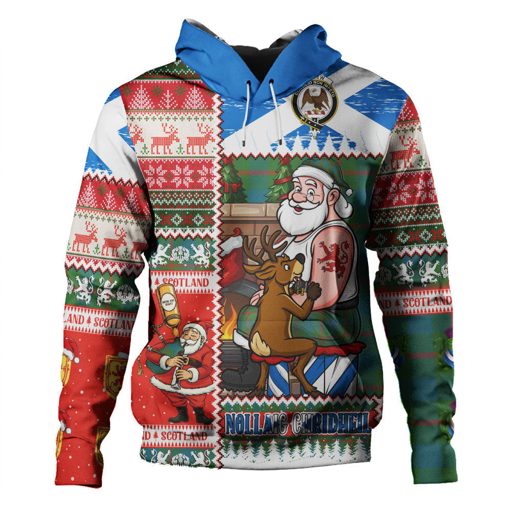 ScotsTee Shop Scottish Agnew (MacAgnew) Ancient Clan Crest Tartan Hoodie Santa Tattoo Christmas Comic Patchwork Style