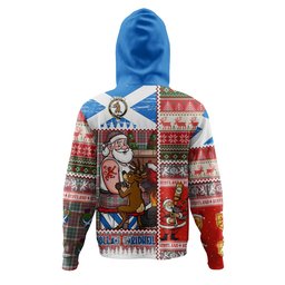 ScotsTee Shop Scottish Blackie Weathered Clan Crest Tartan Hoodie Santa Tattoo Christmas Comic Patchwork Style