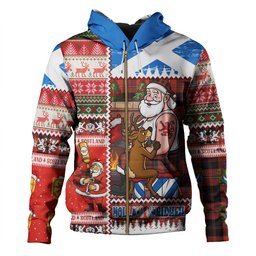 ScotsTee Shop Scottish Cunningham Ancient Clan Crest Tartan Hoodie Santa Tattoo Christmas Comic Patchwork Style