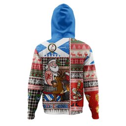 ScotsTee Shop Scottish Brodie Black & White Clan Crest Tartan Hoodie Santa Tattoo Christmas Comic Patchwork Style