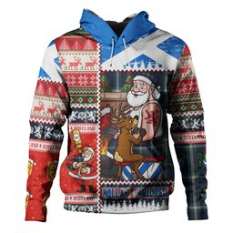 ScotsTee Shop Scottish Cleland Modern Clan Crest Tartan Hoodie Santa Tattoo Christmas Comic Patchwork Style