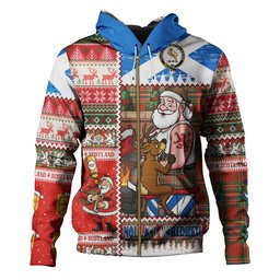 ScotsTee Shop Scottish Chattan Ancient Clan Crest Tartan Hoodie Santa Tattoo Christmas Comic Patchwork Style