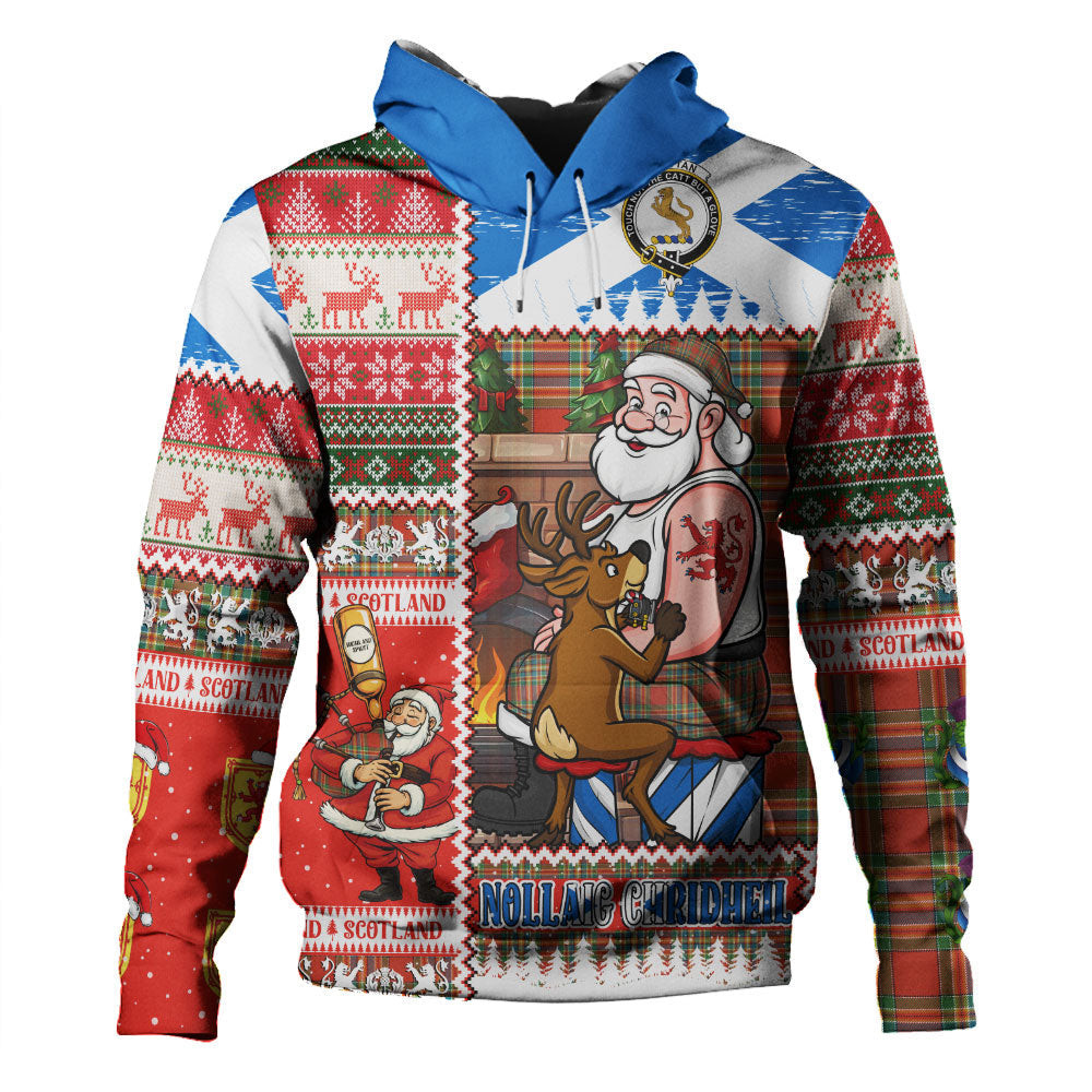 ScotsTee Shop Scottish Chattan Ancient Clan Crest Tartan Hoodie Santa Tattoo Christmas Comic Patchwork Style