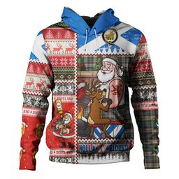ScotsTee Shop Scottish Campbell Weathered 2 Clan Crest Tartan Hoodie Santa Tattoo Christmas Comic Patchwork Style