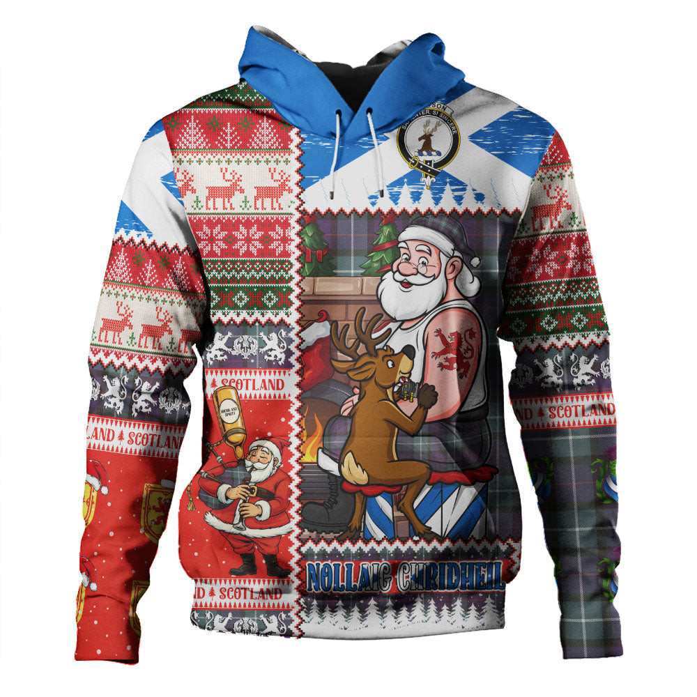 ScotsTee Shop Scottish Davidson Weathered Clan Crest Tartan Hoodie Santa Tattoo Christmas Comic Patchwork Style