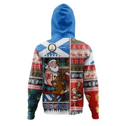 ScotsTee Shop Scottish Dunlop Ancient Clan Crest Tartan Hoodie Santa Tattoo Christmas Comic Patchwork Style