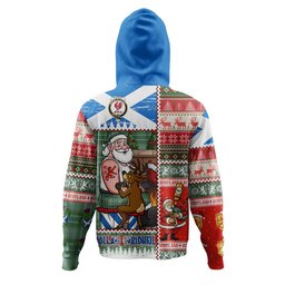 ScotsTee Shop Scottish Currie Ancient Clan Crest Tartan Hoodie Santa Tattoo Christmas Comic Patchwork Style