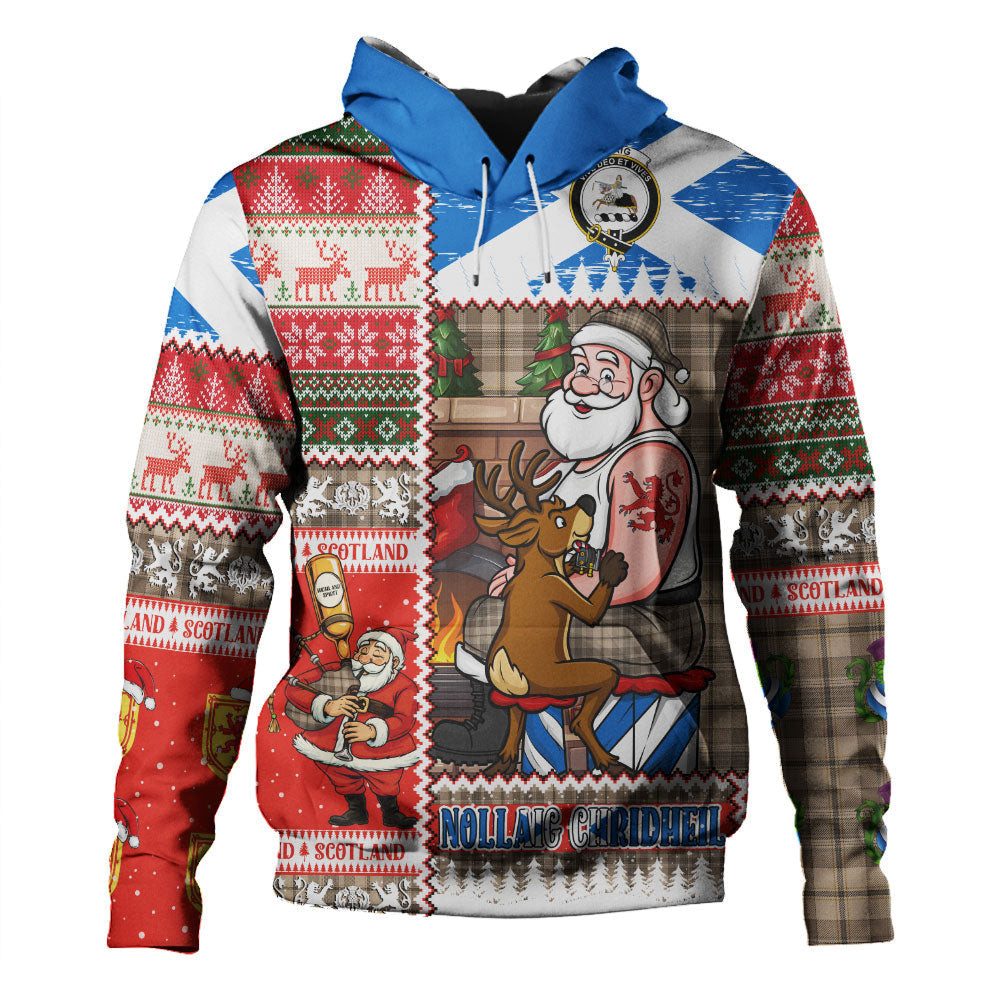 ScotsTee Shop Scottish Craig (Craigie) Weathered Clan Crest Tartan Hoodie Santa Tattoo Christmas Comic Patchwork Style
