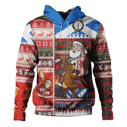 ScotsTee Shop Scottish Cruikshank Modern Clan Crest Tartan Hoodie Santa Tattoo Christmas Comic Patchwork Style