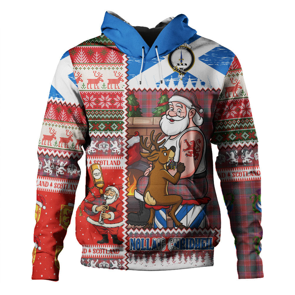 ScotsTee Shop Scottish Dalziel Weathered Clan Crest Tartan Hoodie Santa Tattoo Christmas Comic Patchwork Style