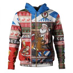 ScotsTee Shop Scottish Curry (Currie) Weathered Clan Crest Tartan Hoodie Santa Tattoo Christmas Comic Patchwork Style