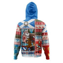 ScotsTee Shop Scottish Erskine Blue Clan Crest Tartan Hoodie Santa Tattoo Christmas Comic Patchwork Style