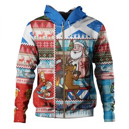 ScotsTee Shop Scottish Erskine Blue Clan Crest Tartan Hoodie Santa Tattoo Christmas Comic Patchwork Style