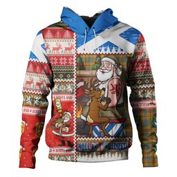 ScotsTee Shop Scottish Carlisle (Carlill) Weathered Clan Crest Tartan Hoodie Santa Tattoo Christmas Comic Patchwork Style