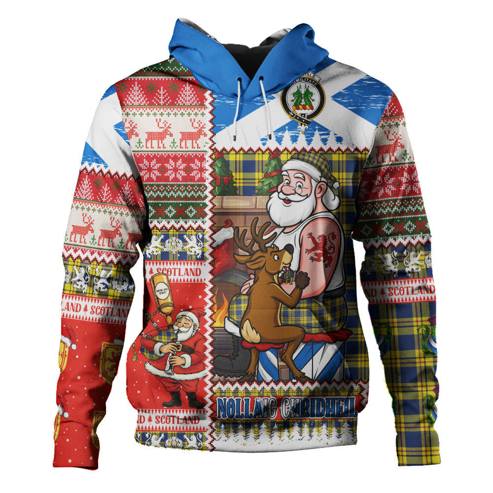 ScotsTee Shop Scottish Carlisle (Carlill) Modern Clan Crest Tartan Hoodie Santa Tattoo Christmas Comic Patchwork Style