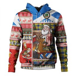 ScotsTee Shop Scottish Carlisle (Carlill) Modern Clan Crest Tartan Hoodie Santa Tattoo Christmas Comic Patchwork Style