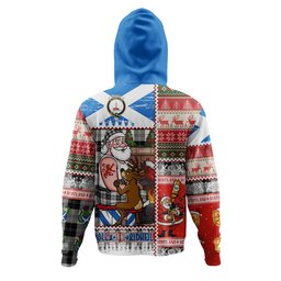 ScotsTee Shop Scottish Erskine Black & White Clan Crest Tartan Hoodie Santa Tattoo Christmas Comic Patchwork Style