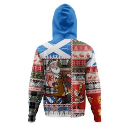 ScotsTee Shop Scottish Erskine Black & White Clan Crest Tartan Hoodie Santa Tattoo Christmas Comic Patchwork Style
