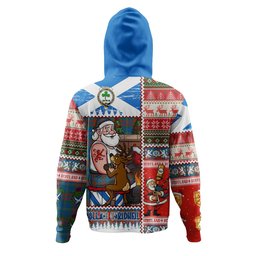 ScotsTee Shop Scottish Harvey Ancient Clan Crest Tartan Hoodie Santa Tattoo Christmas Comic Patchwork Style